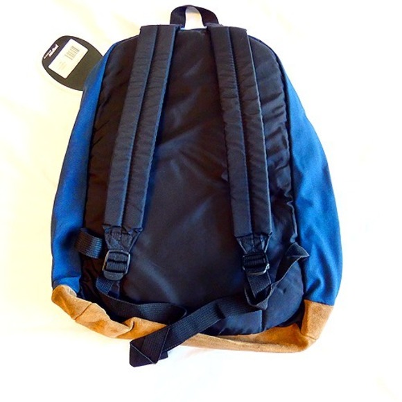 NEW Older Model T133 JanSport Right Pack Navy Blue Backpack Leather Bottom - Picture 3 of 8